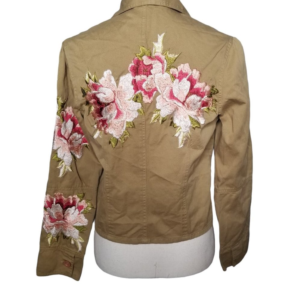 Johnny Was Tan Button Down Embroidered Jacket Size Small - Picture 4 of 9
